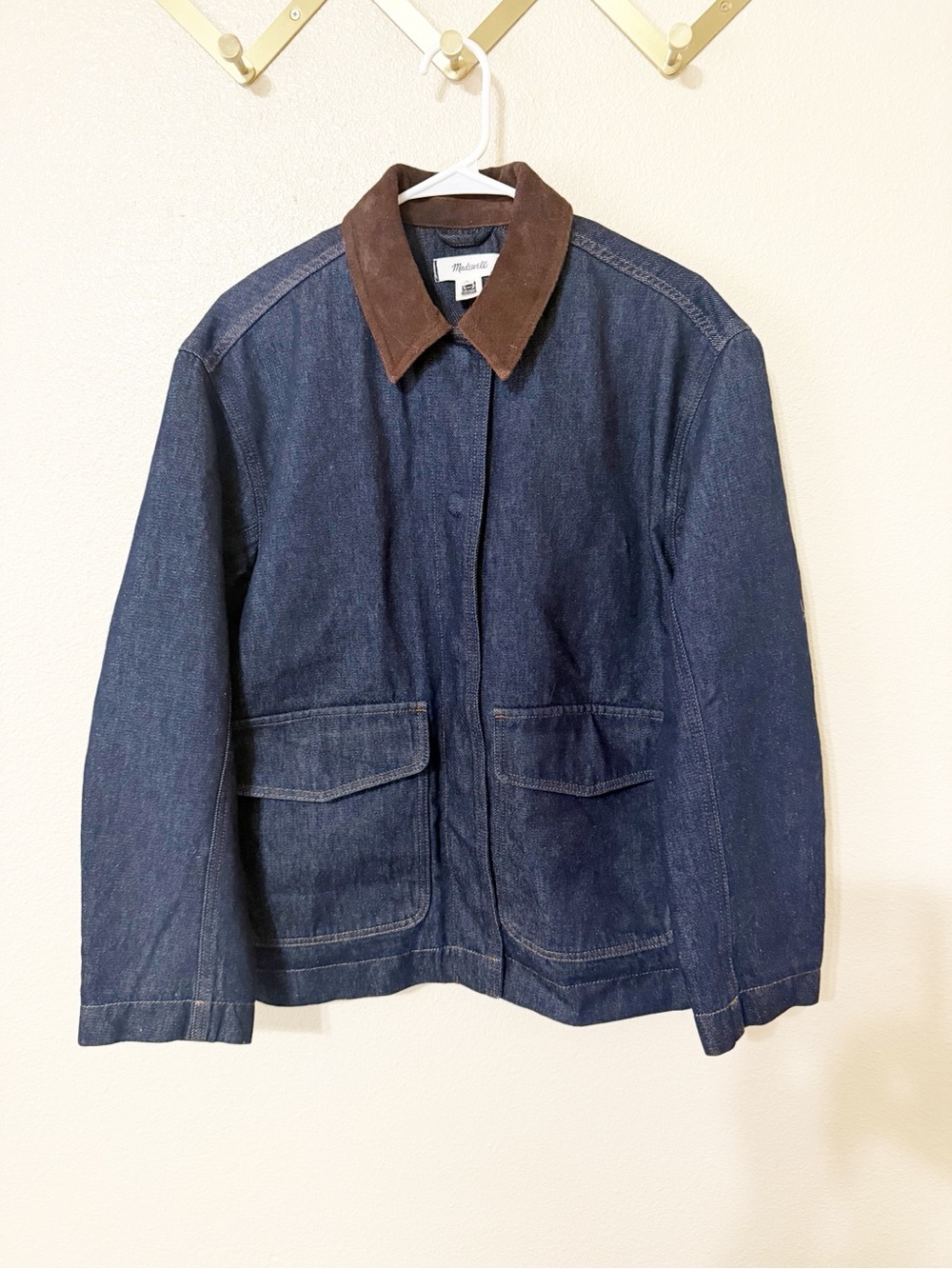 Madewell Denim Chore Jacket Suede Collar in Rinse Wash size medium NEW $228 MSRP - Picture 7 of 12